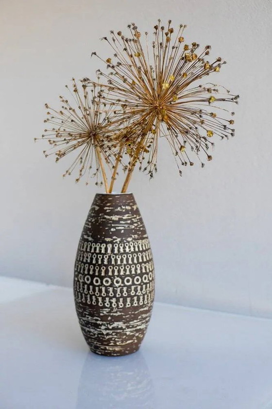 Image 1 of Brutalist Scandinavian modernist ceramic vase by Mari Simmulson for Upsala Ekeby, Sweden, 1970s.