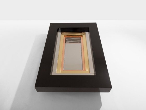 Image 1 of Alain Delon per Maison Jansen tavolino da caffè in ottone cromato laccato 1972