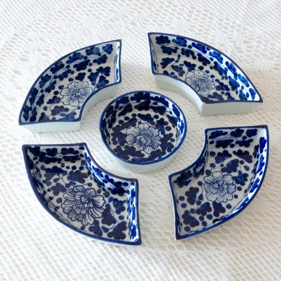 Image 1 of Large Antique Compartmented Delft Style Earthenware Platter