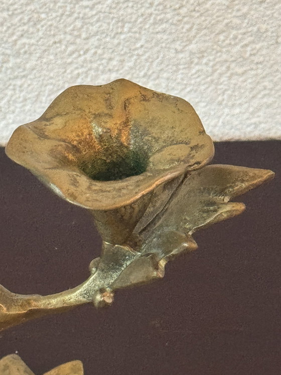 Image 1 of 🕯️ Bronzen Art Nouveau tweearmskandelaar | handgegoten, massief, authentieke patina | 1890–1920