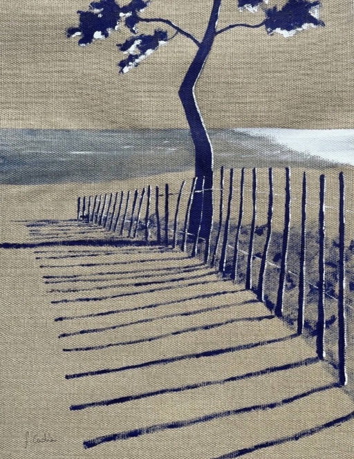 Acrylic on 345g raw canvas. Size 40x30cm.