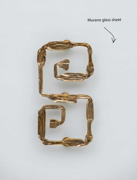 Image 1 of Postmodern Italiaans bar dressoir van Murano glas en messing, jaren 1980