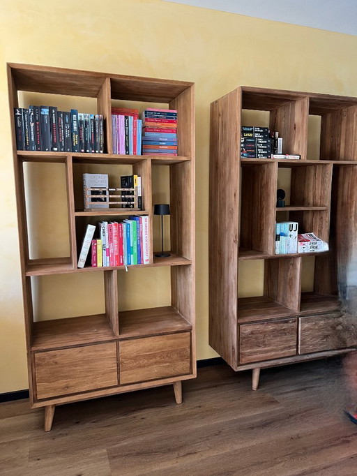 Zeer mooie retro teakhouten boekenkast (3 kasten)