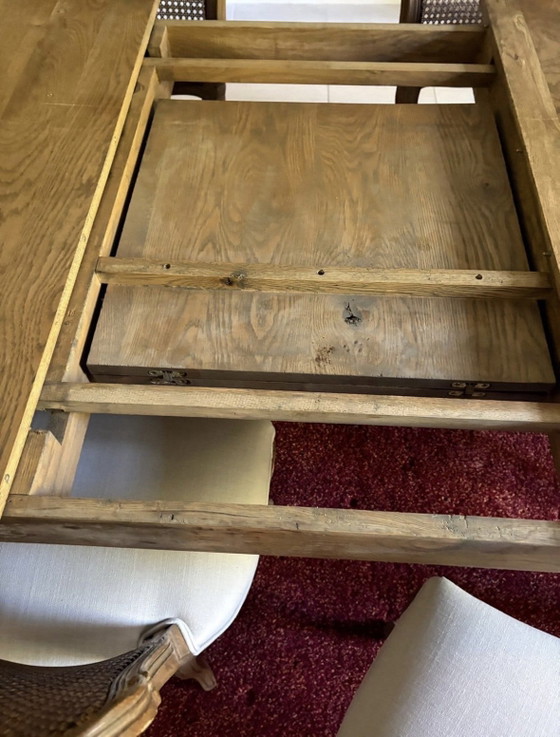 10 sedie con tavolo rustico, Set da pranzo, Legno, Rattan, Beige (foto 8 di 8)