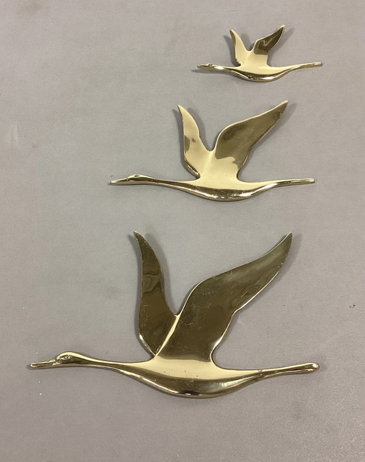 Vintage brass wall decoration geese ducks seventies
