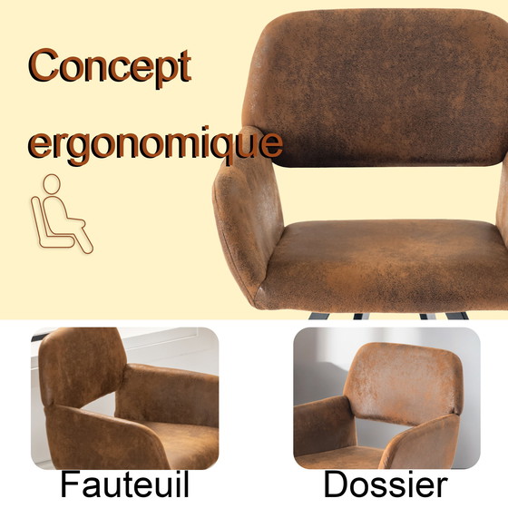 Image 1 of 2x Urban Meuble Vintage Drehstühle Für Esszimmer In Braunem Wildleder California KD Suede Brown Swivel