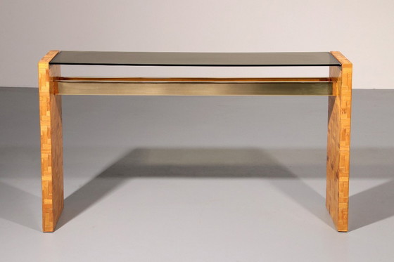 Image 1 of Max Papiri Braided Banana Wood & Smoked Glass Side Table – A Sculptural Modern Classic