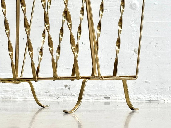 Image 1 of Vintage newspaper rack made of brass wire, 1960s