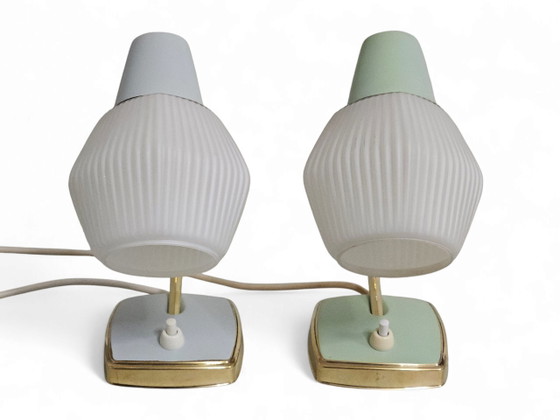Paar Nachttischlampen / Tischlampen, 1950er Jahre – Robert Pfäffle, Metal, Brass (photo 3 of 9)