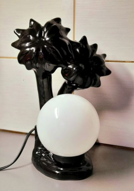 Lampada in ceramica a forma di palma, 1980