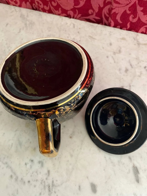 Black Lacquered Porcelain Coffee Pot with Gold Scrollwork Decoration – Decorative Objects (photo 4 of 6)