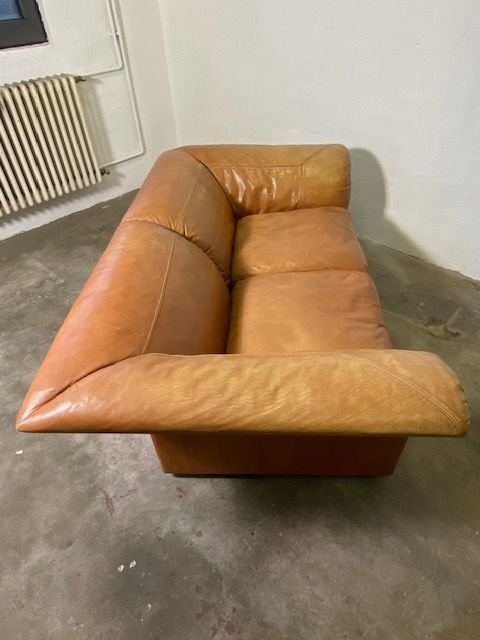 Poltronova Frau Leather Cognac 2-seater Sofa 70s Luigi Massoni, Poltrona Frau, Brown (photo 9 of 15)