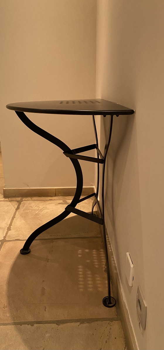 Image 1 of Half Round Black Side Table In Lacquered Iron