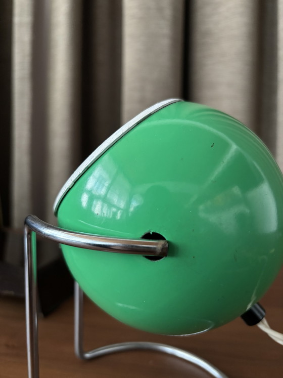 Vintage Eyeball table lamp — Space Age, green, 1970s – Chrome, Metal (photo 3 of 5)