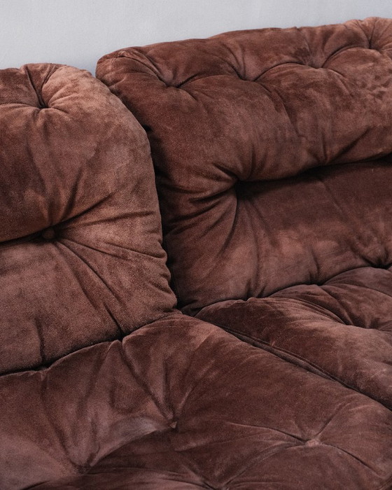 Image 1 of Vintage modular suede sofa set by Knoll