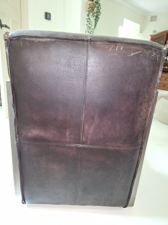 Image 1 of Industrieller Sessel aus Stahl und robustem braunem Leder