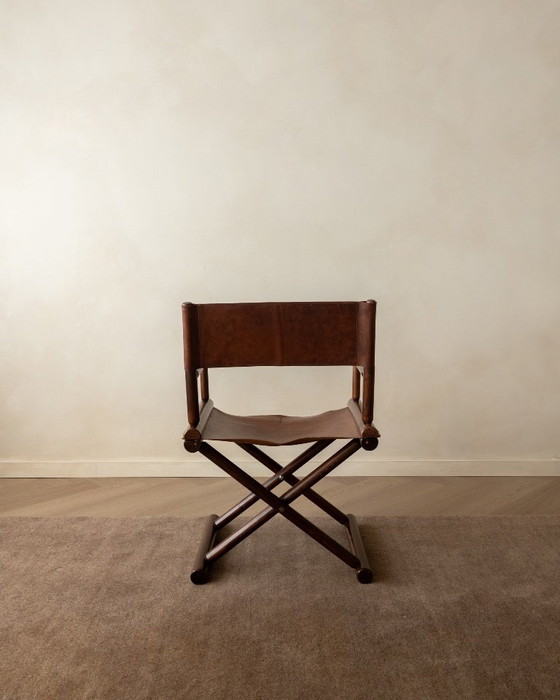 Italian Modern Director’s Chair in Wood & Leather, 1980s, Side chairs, Brown (photo 4 of 17)