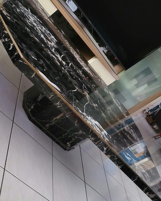 Luxury Vintage Italian Marble Coffee Table, Nero Portoro, Black (photo 2 of 13)