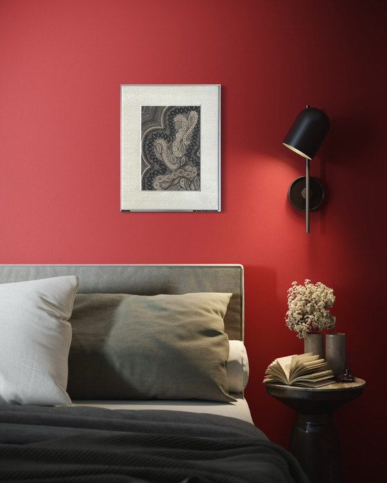 Image 1 of Nicole Vaysse 1970 circa - Art Brut - Inchiostro di china - incorniciato