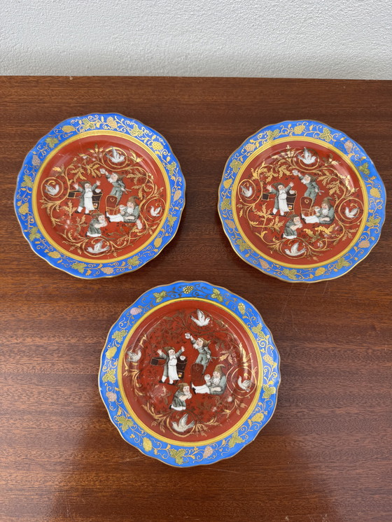 Image 1 of Assiettes de Noël porcelaine Meissen anciennes 