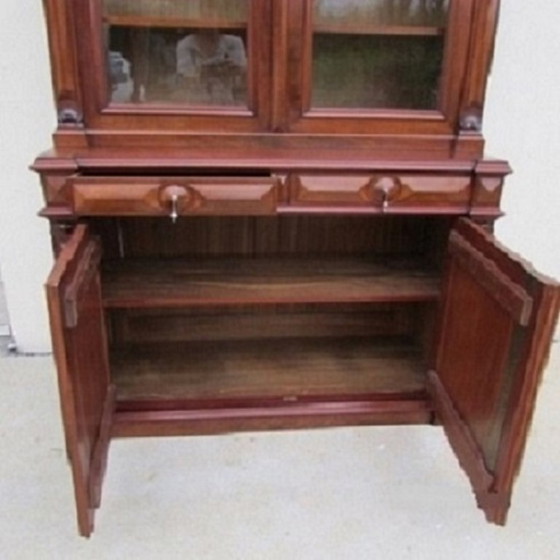 Image 1 of Libreria/vetrina antica in mogano Direttorio in due parti