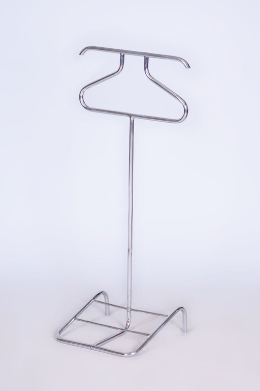 Valet de chambre Bauhaus original, par Robert Slezák, chromé, tchèque, années 1930 – kapstokken, Metal, Chrome
