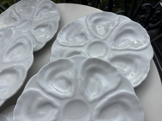 6 Assiettes à Huîtres Majolique – majolique française, Geschirr, Ceramic (photo 7 of 15)