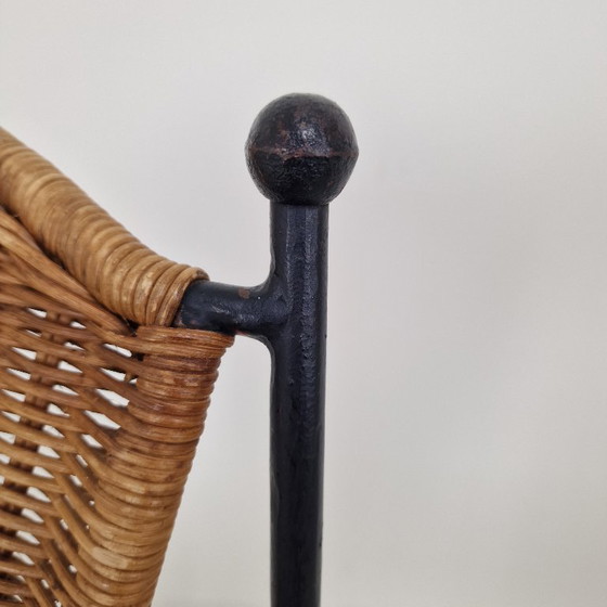 Image 1 of Coppia di poltrone in vimini e ferro di Frederic Weinberg, USA, anni '50