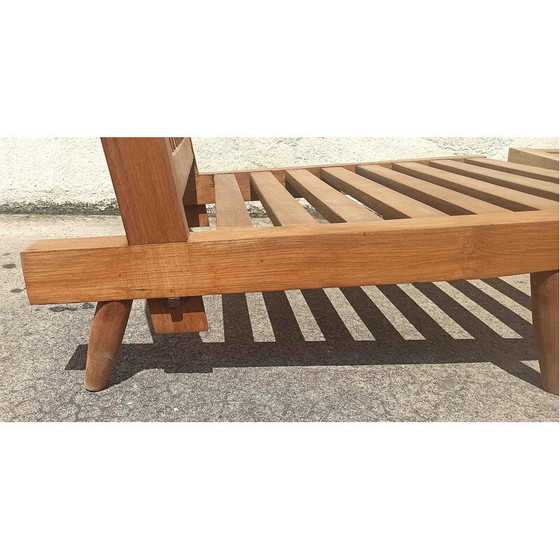 Image 1 of Pair of vintage solid teak armchairs with cushions, 1960