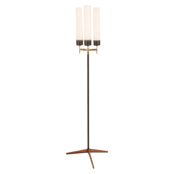 Stilnovo Lampada da terra Mid Century Ottone & Vetro Opalino – Lampade da terra, Iron, Wood (photo 7 of 22)