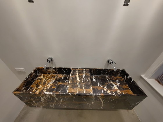 Image 1 of Unique brown marble washbasin with tray