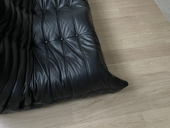 Image 1 of Identical Replica Ligne Roset Togo Sofa – Black Leather – 100% Italian Leather