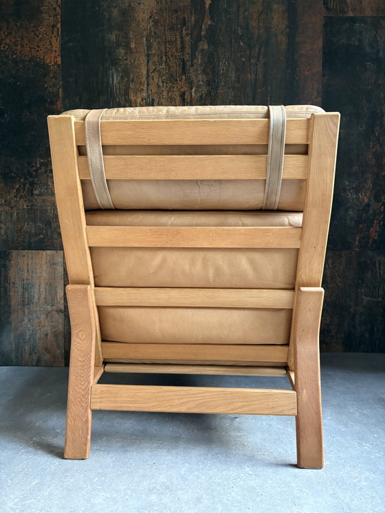 Lounge Fauteuil Met Hocker “Komfort“ – Wood, Leather (photo 6 of 12)