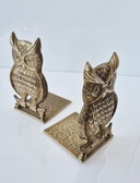2 serre-livres vintage en laiton en forme de hibou
