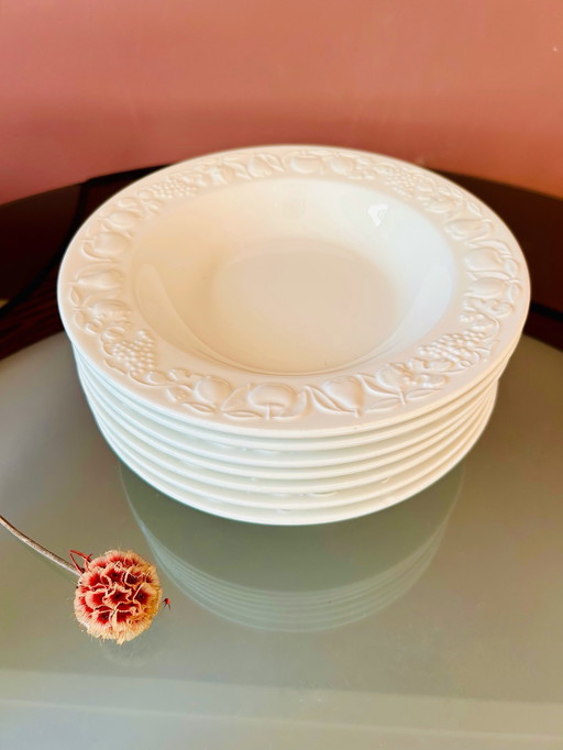 SET OF 7 QUDROFOGLIO DEEP PLATES