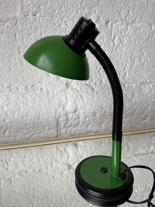 Green Aluminor articulated desk lamp from the 70s