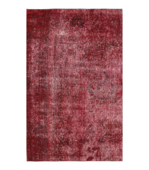 Tapis Oriental Noué à la Main Vintage Art Design Classique et en Relief 183 x 116 cm Couleur Rouge