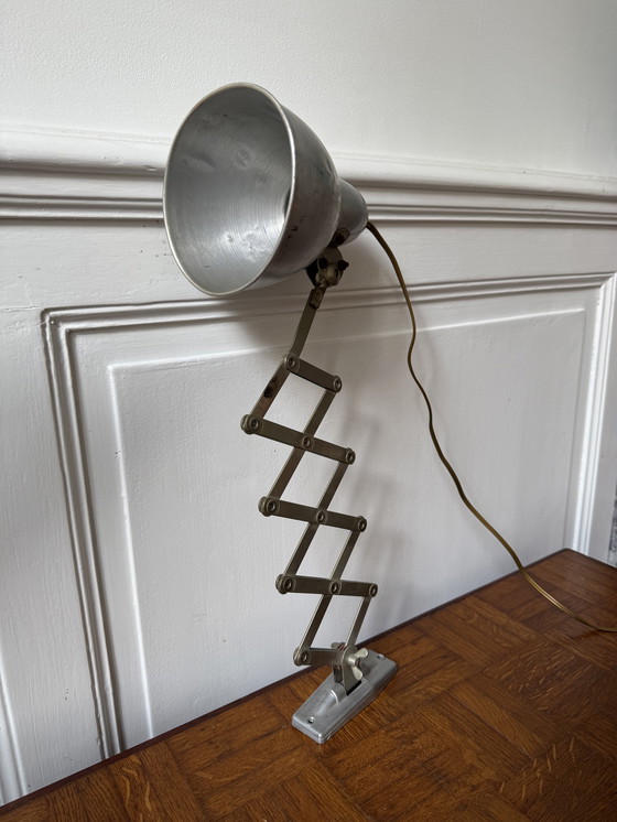 Image 1 of Mazda zigzag verchroomde vintage industriële werkplaatslamp