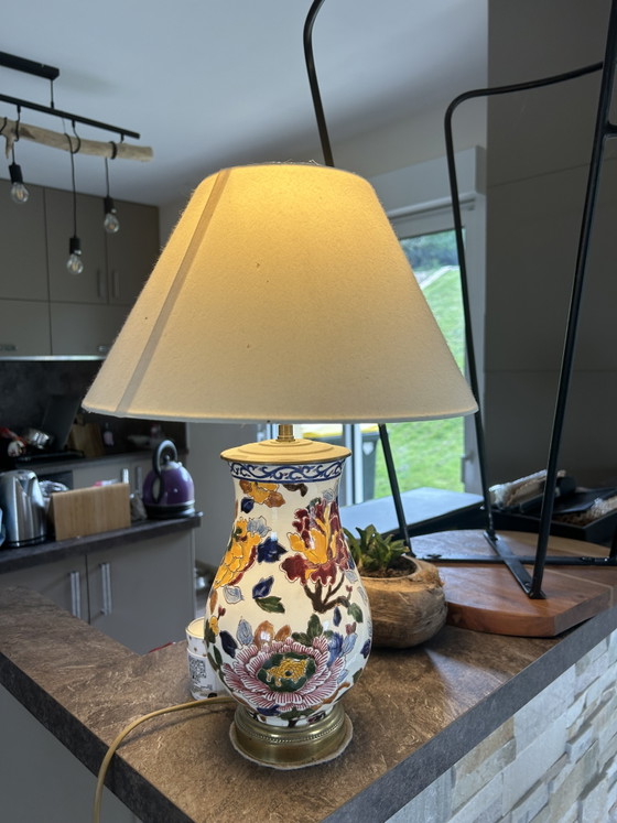 Image 1 of Gien earthenware lamp – “Peonies” model – Vintage

