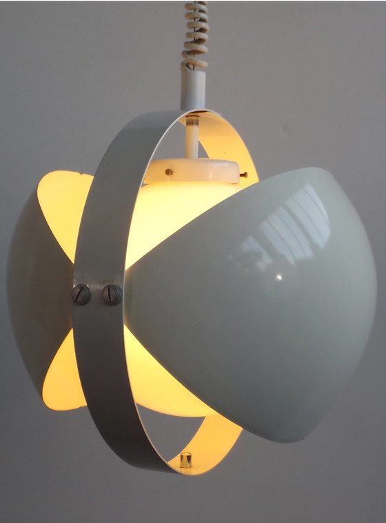 Image 1 of Iconica lampada a sospensione White Eclipse di Dijkstra, risalente agli anni Settanta.