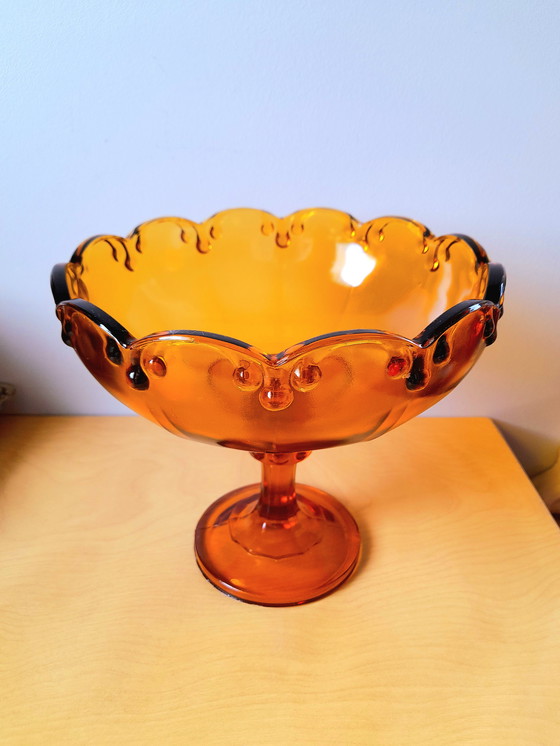 Image 1 of Amber glass fruit bowl
