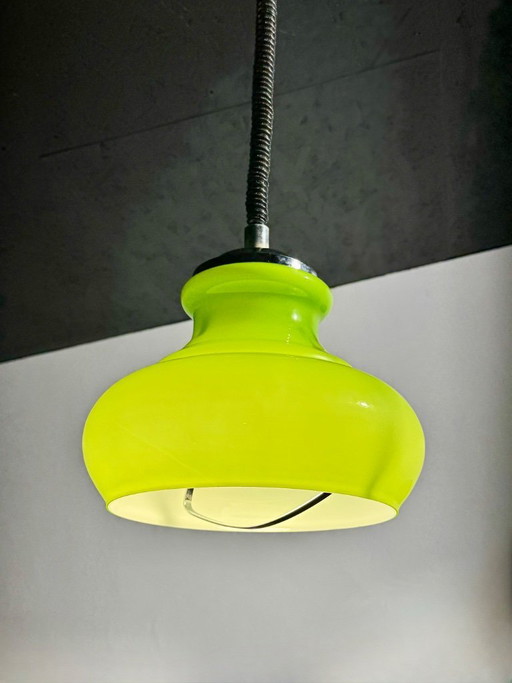 Space Age Pendant Lamp with Green Glass Shade Rolly 1973