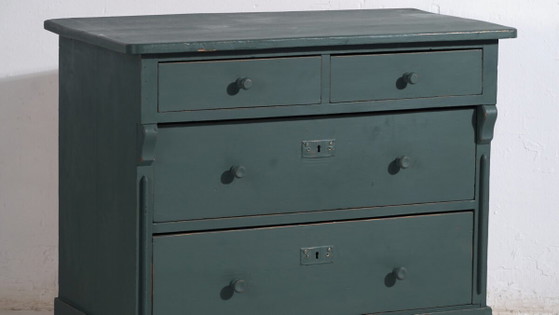 Commode ancienne en pin peint – Commode verte rustique européenne – circa 1900 #4 (photo 3 of 40)