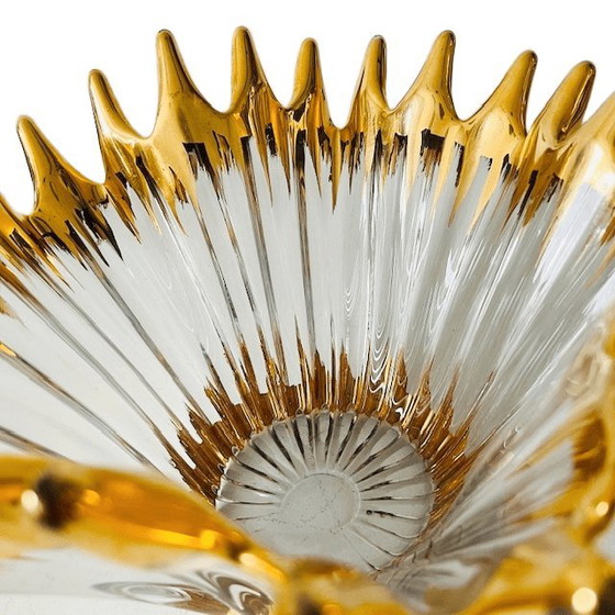 Image 1 of Cuenco de cristal soplado de mediados de siglo, bañado en oro, Cofrac Art Verrier, década de 1960