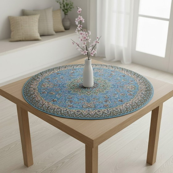 Image 1 of Mantel oriental hecho a mano, finamente elaborado con hilos de seda, 100 x 100 cm