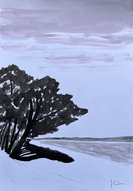 Encre de Chine sur papier blanc Format 30x21cm. 