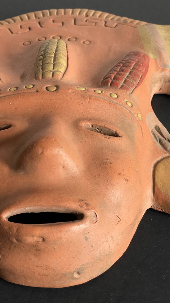 Image 1 of Masque Terre Cuite Reproduction Vintage Mexique