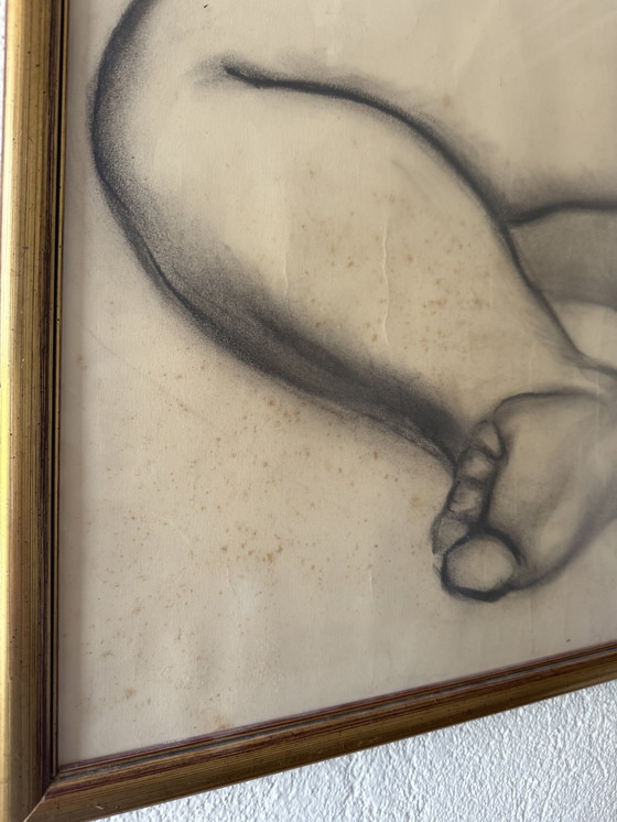 Image 1 of Large Nude Charcoal Painting André Jaoul