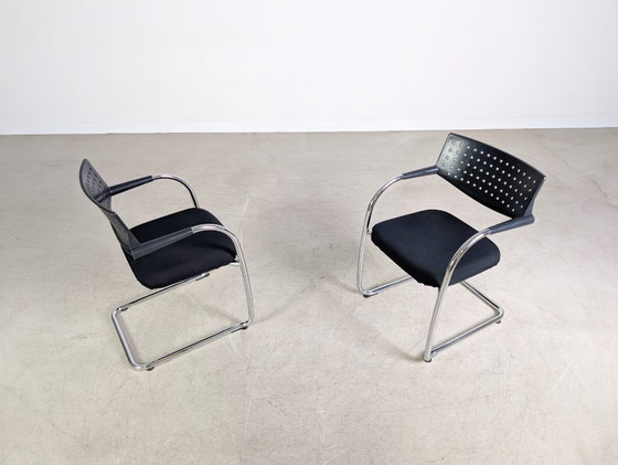 Image 1 of Set of 2 Vitra Visavis chairs, cantilever design armchairs