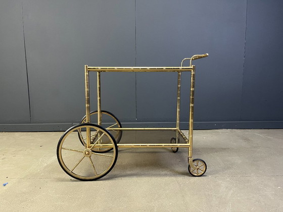 Image 1 of Carrello bar in ottone e finto bambù, Orsenigo, Italia, anni '70